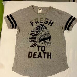 Take That Shirt Mens S Indian Skull Graphic Grey Short Sleeve Crew Neck Pullover